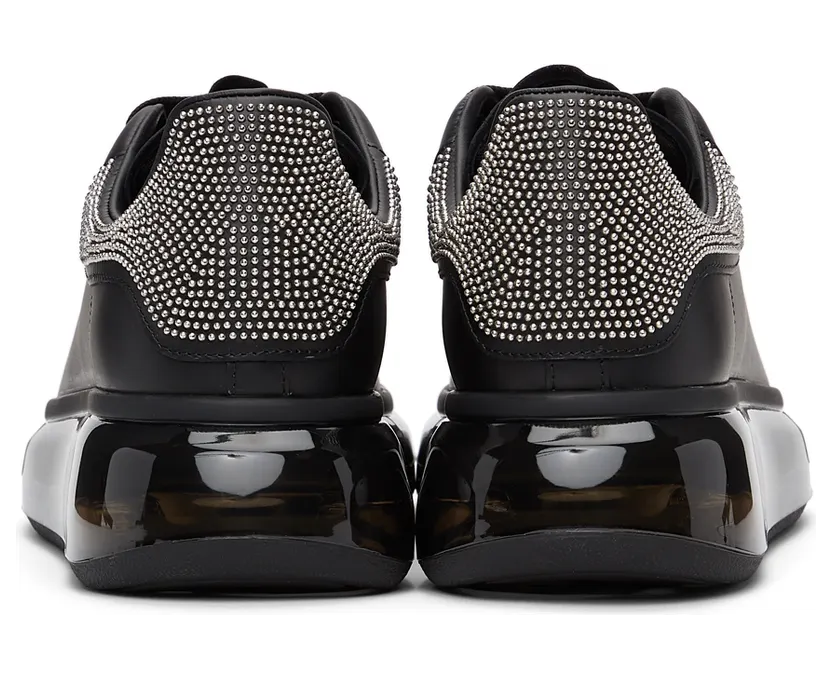 Alexander McQueen Black & Silver Studded Oversized Sneakers (645873WHZ4Q) (4)