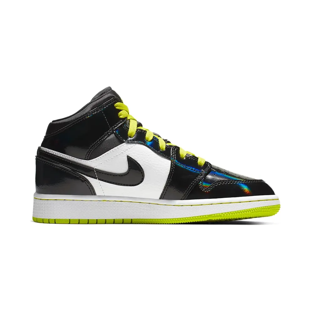 Jordan 1 Mid Black Cyber Mystic Green (GS) Black/Cyber-White-Mystic Green (BQ6931-003)
