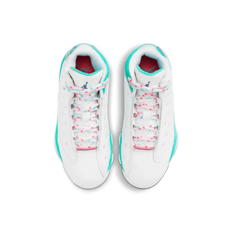 Jordan 13 Retro White Soar Green Pink (PS) White/Soar-Green-Pink (439669-100)