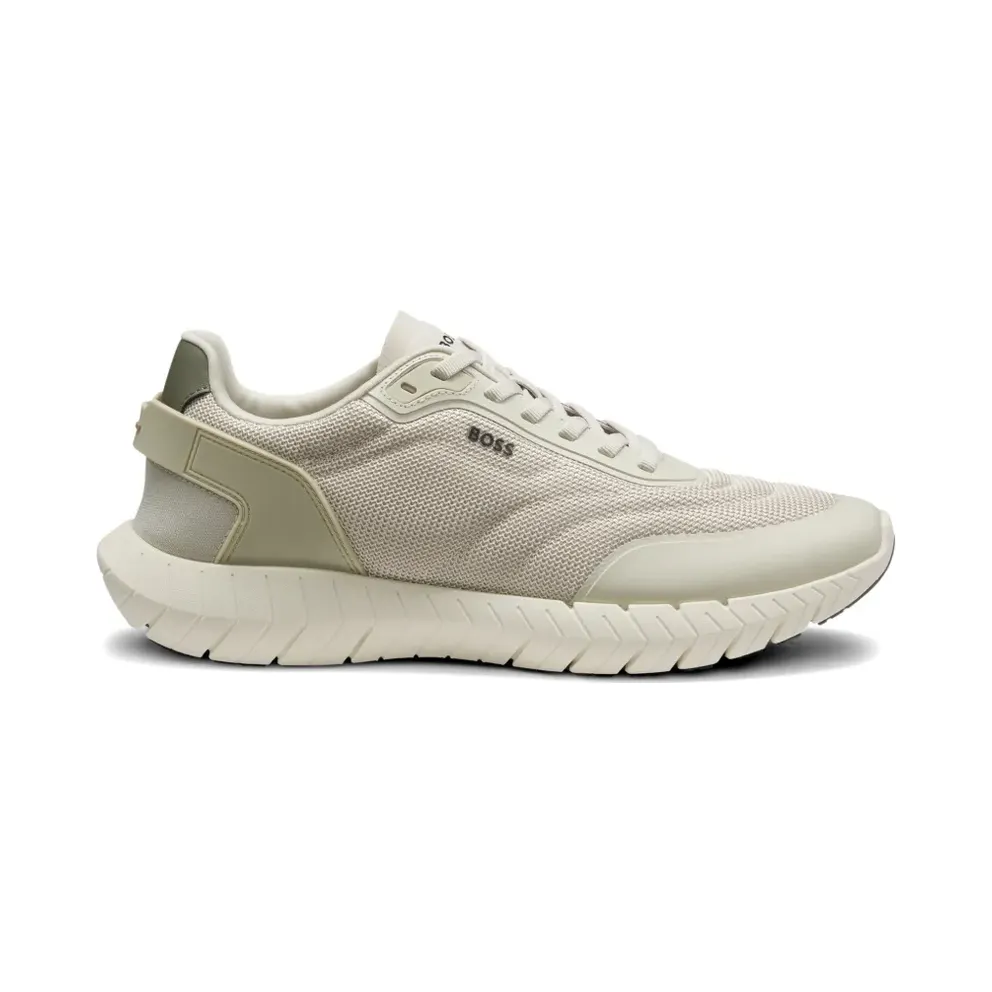 BOSS with mesh vlakken and leren afwerking – Beige (50568946)