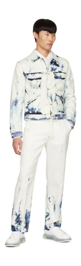 Alexander McQueen White & Blue Oversized Sneakers (707217WICG2) (5)
