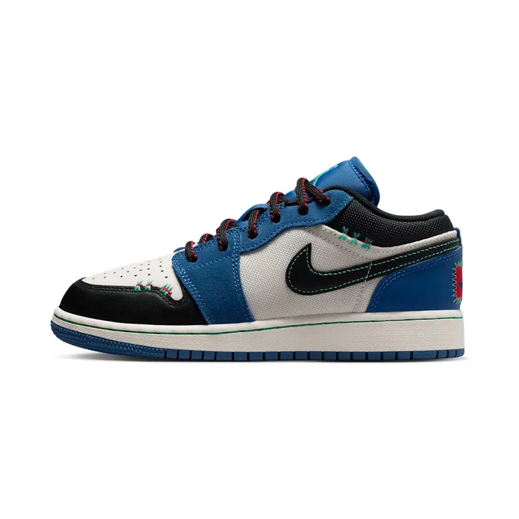 Jordan 1 Low SE GS “True Blue / University Red / Kinetic Green / Black” (IO2062-400)