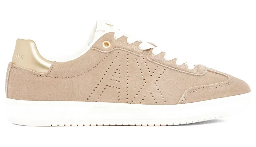 Armani Exchange Sneakers met geperforeerd details en logo – Beige (XW002791AF23058)