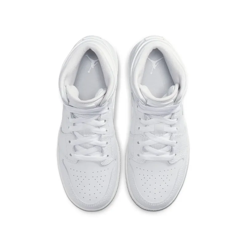 Nike Jordan 1 Mid Triple White (GS) White/White/White (554725-130)