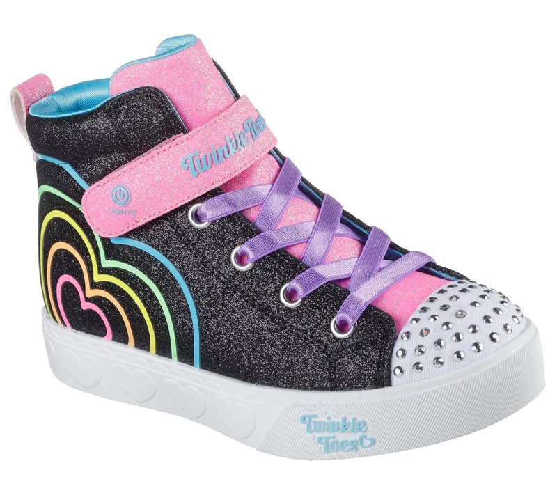 Skechers Twinkle Toes: Heart Steps – Heart Glow Sneaker Black