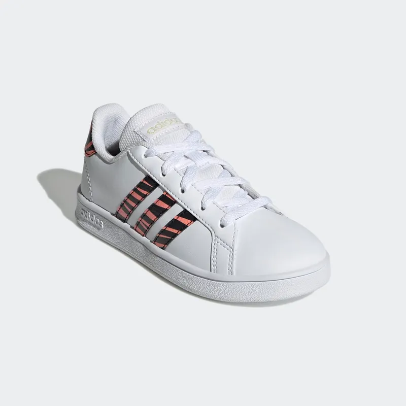 Adidas Grand Court Tiger-Print Cloud White / Core Black / Acid Red (GZ1067)