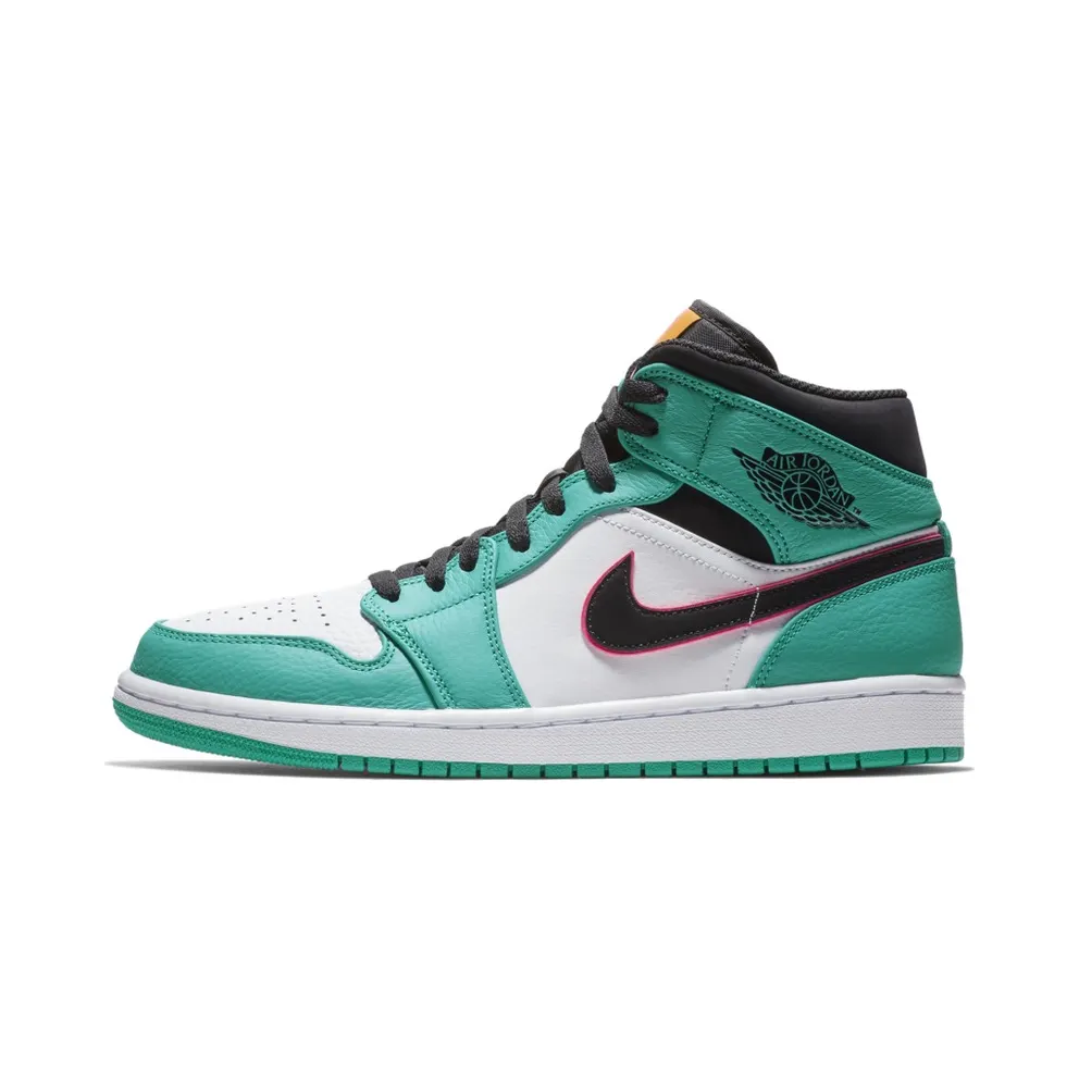 Jordan 1 Mid South Beach Turbo Green/Black-Hyper Pink-Orange Peel (852542-306)