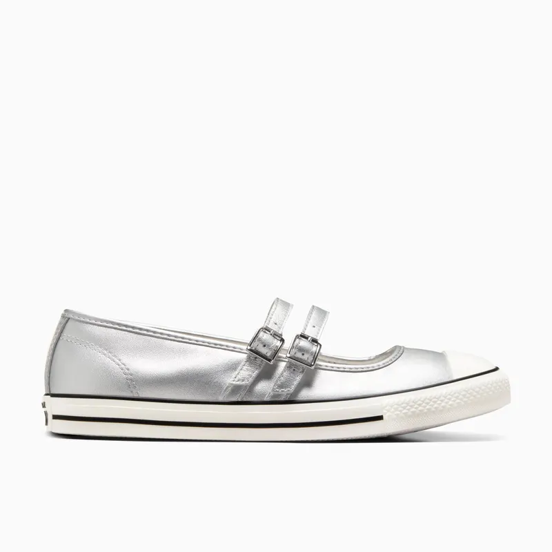 Converse Chuck Taylor All Star Mary Jane Metallic Leather Silver/Egret/Black (A12201C)