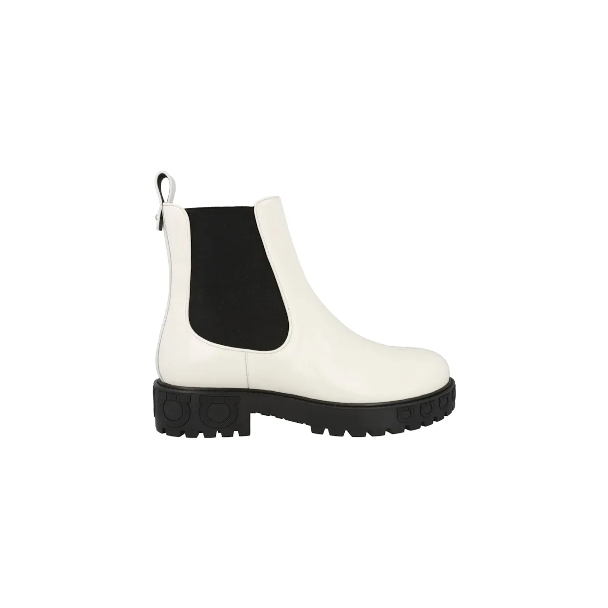 Ferragamo Varsi Patent Leather Bootie White (01N662-751774-1C)
