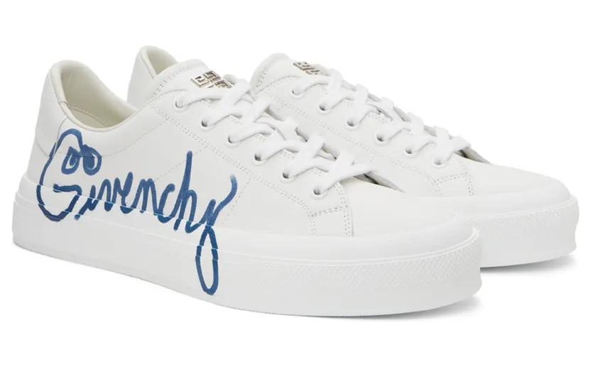 Givenchy White & Blue City Sport Print Sneakers (BH005VH17D) (4)