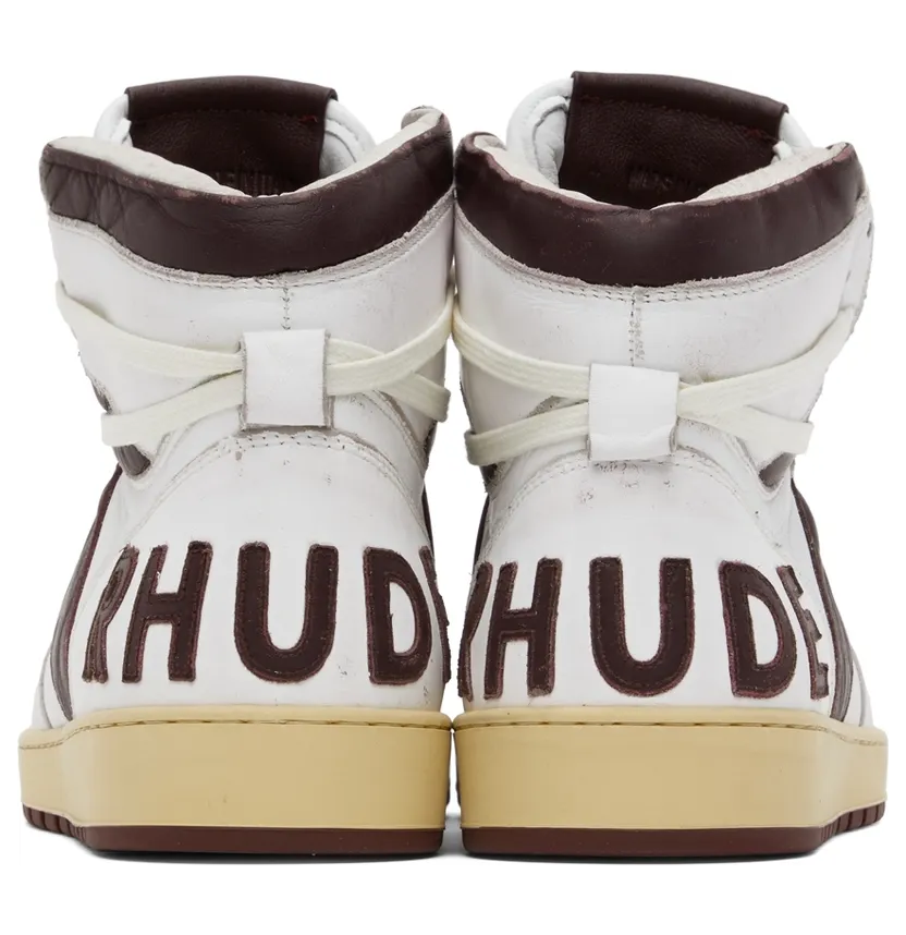 Rhude White & Brown Rhecess Hi Sneakers (RHPF22FO03178500) (2)