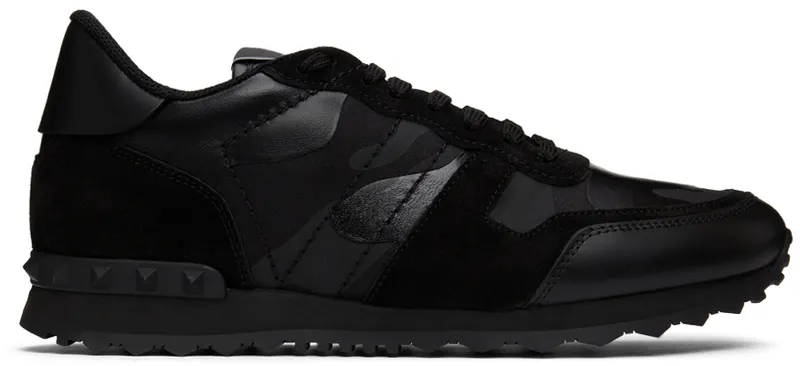 Valentino Garavani Black Camouflage Rockrunner Sneakers (XY2S0723NSD)
