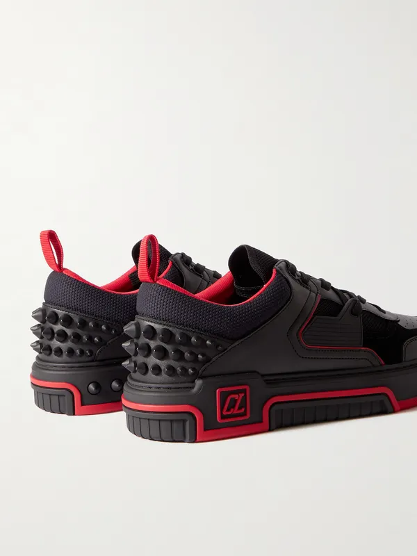 Christian Louboutin Astroloubi Spiked Leather, Suede and Mesh Sneakers Black (1240578) (4)