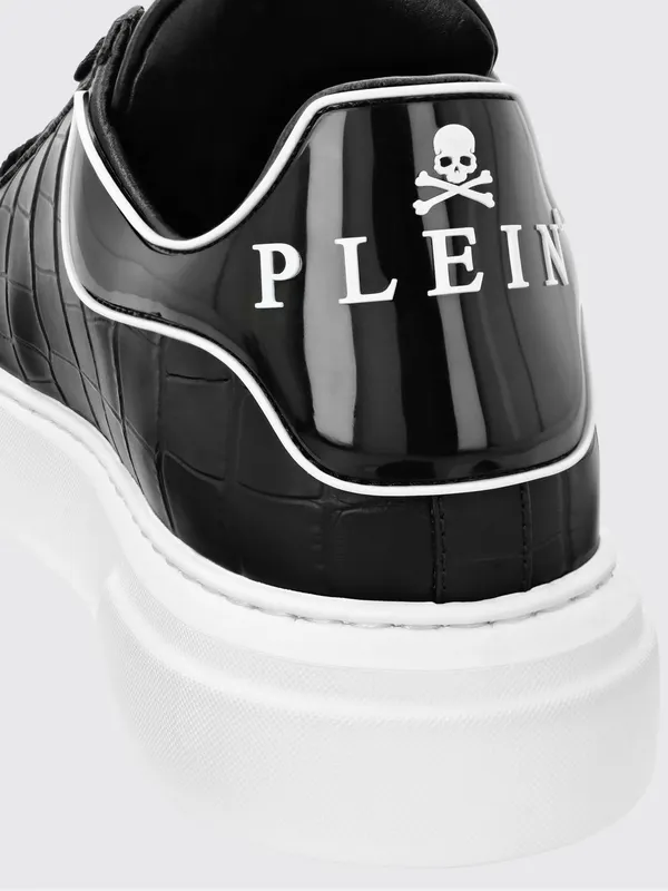 Philipp plein Lace-Up Low-Top Sneakers in Crocodile-Effect Leather Black (LADSUSC0781PLE010N02) (2)