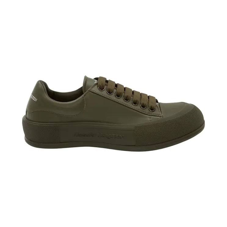Alexander McQueen Leather Deck Plimsoll Khaki (667817WIAGC3211)