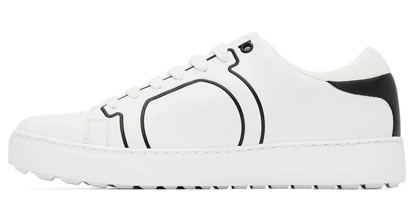 Salvatore Ferragamo White & Black Gancini Sneakers (754101 020832002) (3)