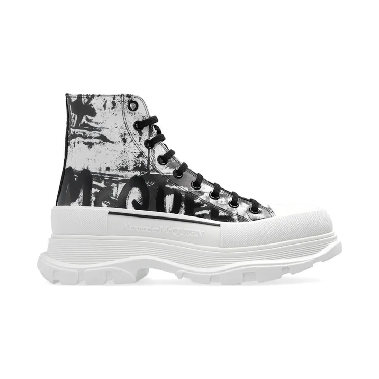 Alexander McQueen Tread Slick Boot Graffiti Black White (782457 WIATT 9061)
