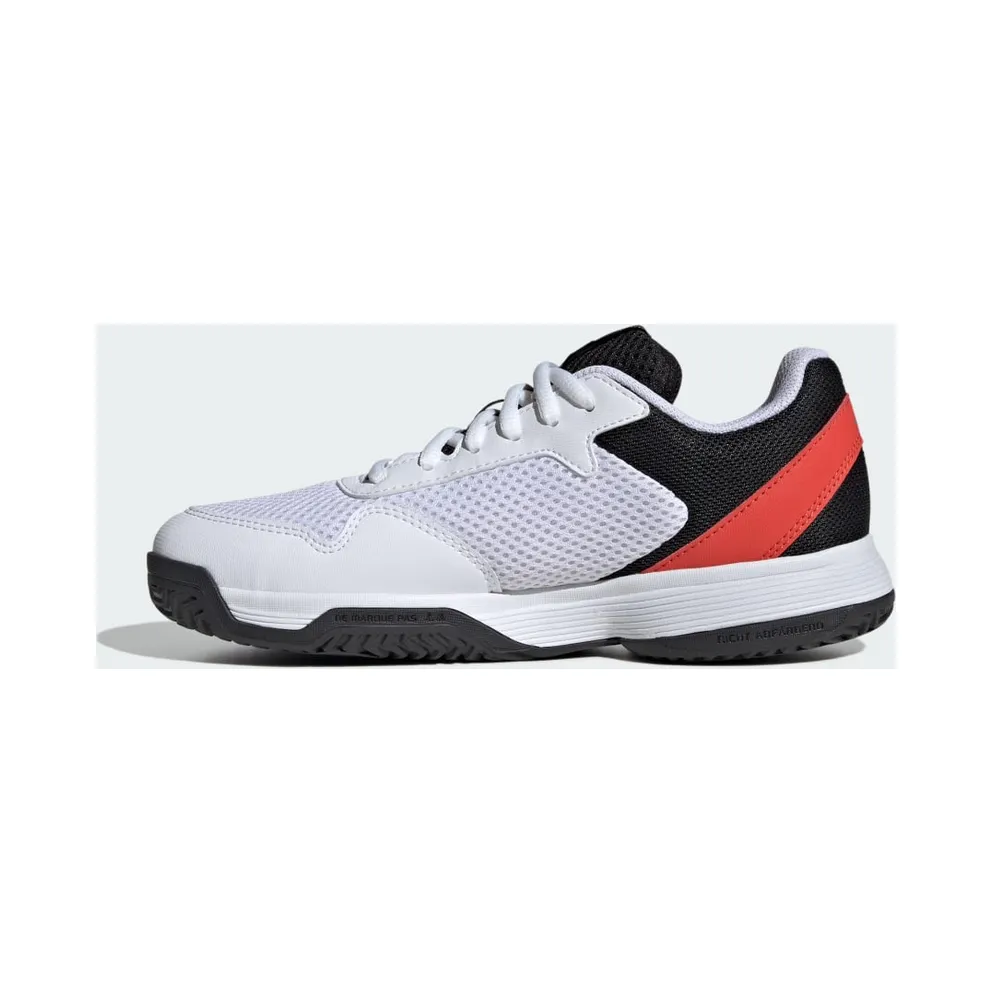 Adidas Courtflash Tennis Kids Cloud White / Silver Metallic / Bright Red (JI2447)