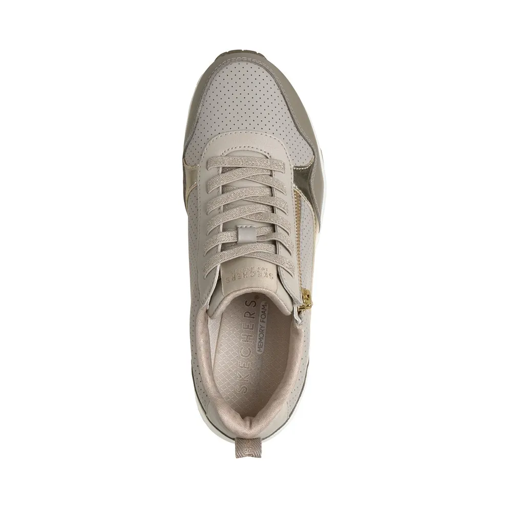 Skechers UNO – Metallic Sliders Sneaker Taupe