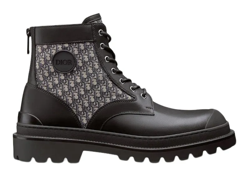 Dior Explorer Ankle Boot Black Beige Dior Oblique Jacquard (3BO257ZKD_H961)