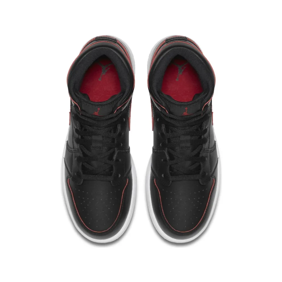 Jordan 1 Retro Mid Black Gym Red (GS) Black/Gym Red-Gym Red-White (554725-009)