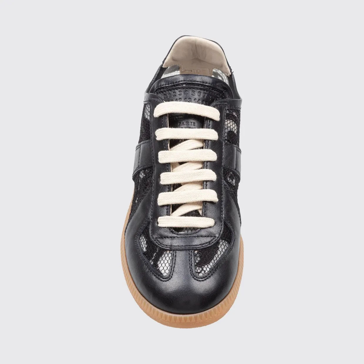 Maison Margiela Replica Leather Trainers with Floral Lace Embroidery Black (S58WS0303P7791T8013) (3)