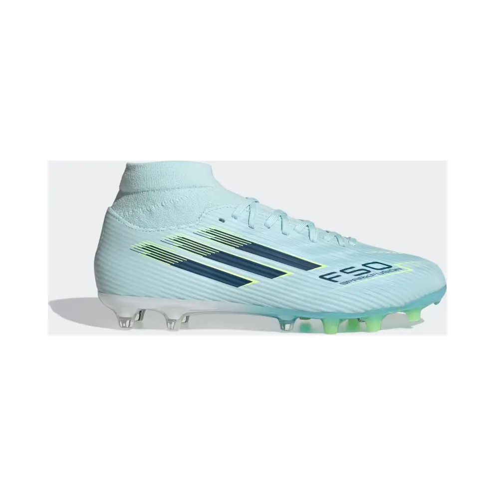 adidas F50 Sparkfusion League Mid Cut Firm Ground / Artificial Ground Football Boots Womens “Almost Blue / Dusky Petrol / Hi-Res Yellow” (JR8998)