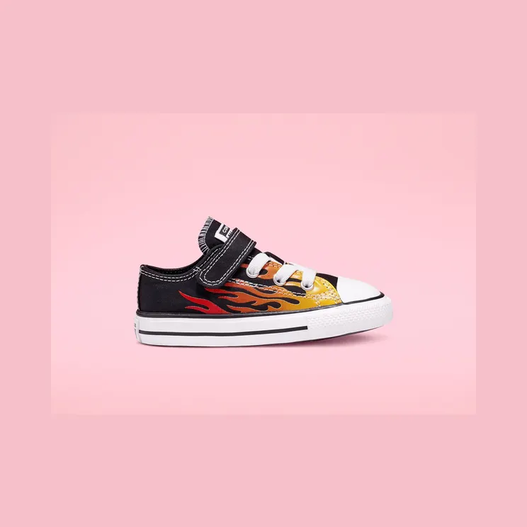 Converse Archive Flames Hook and Loop Chuck Taylor All Star Low Top Black/enamel Red/fresh Yellow (766199C)