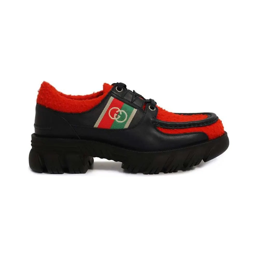 Gucci Interlocking G Lace-Up Derbys Red Black (681797 DTNK0 4072)