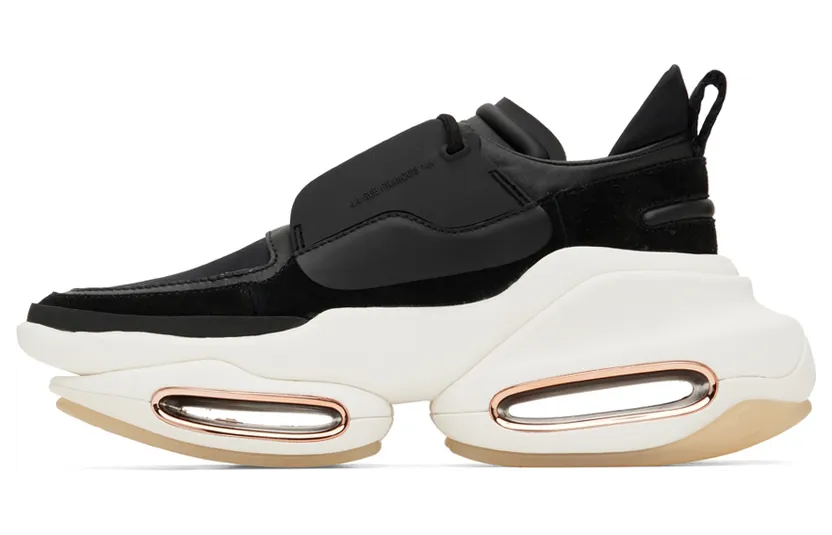 Balmain Black Leather & Suede B-Bold Sneakers (XN1VI541LSHD) (3)