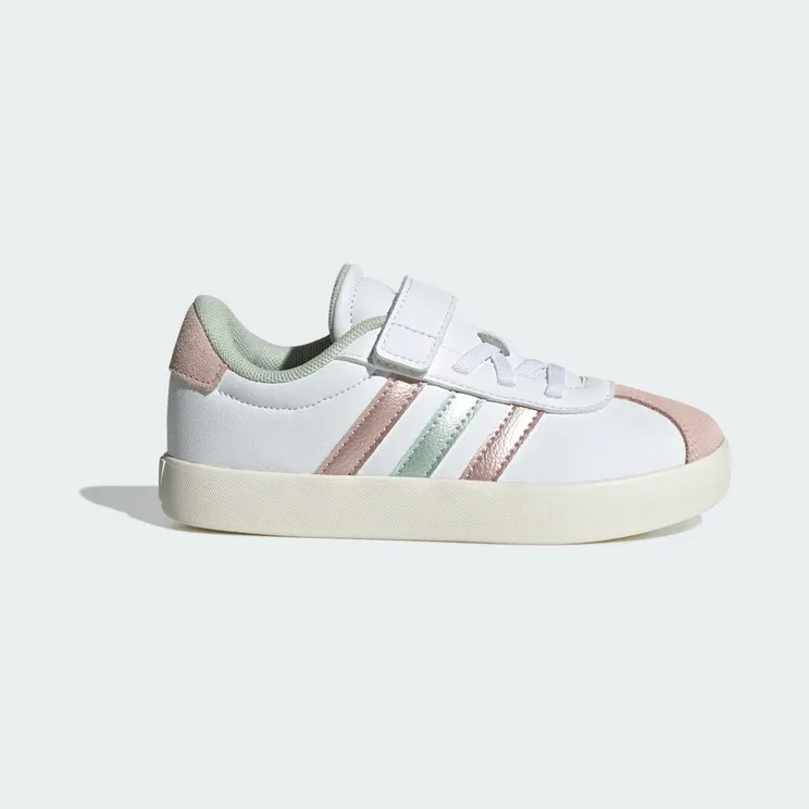 Adidas VL Court 3.0 Skateboardschoenen Kids Cloud White / Linen Green Met. / Sandy Pink Met. (IH4952)