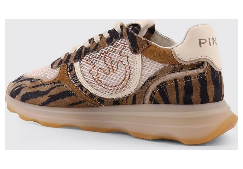Pinko Zoe Zebra Mesh and Suede Sneakers Beige (SS0175P088AA0) (2)