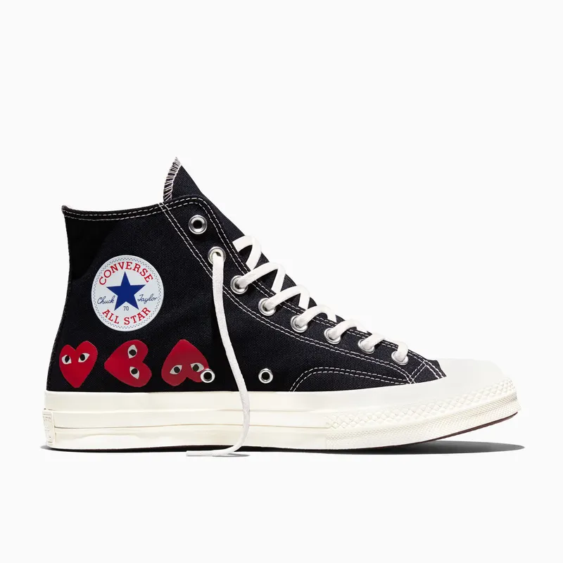 Converse X Comme Des Garcons Play Chuck 70 Multi Heart Black High Risk Red Egret (A08147C)