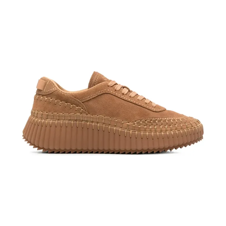 Chloé Nama sneakers met plateauzool en leren afwerking – Beige (CHC24A00RMS)