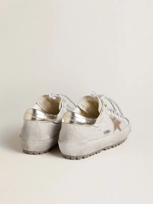 Golden Goose Super-Star Ski In Light Gray Nylon With Metallic Leather Star And Heel Tab (GWF01001.F007846.60635) (4)