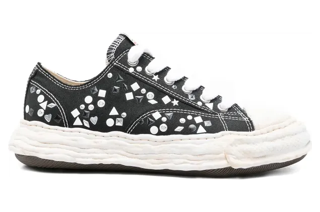 Maison Mihara Yasuhiro Peterson 23 OG Sole Embellished Canvas Low Black White (A16FW724-BLACK) (6)