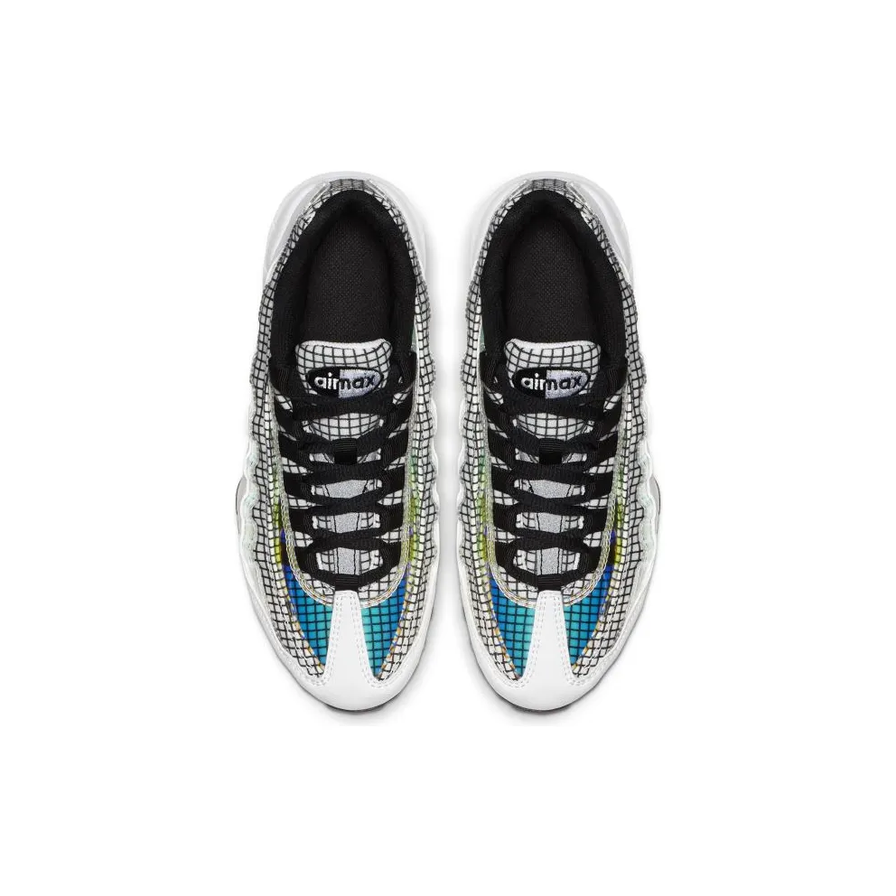 Nike Air Max 95 LV8 White Blue Glaze Black (GS) White/Blue Gaze-Lime Blast-Black (BQ7218-100)
