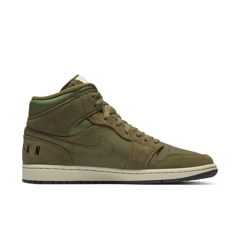 Air Jordan Nike AJ I 1 Mid Olive Canvas (2018) (BQ6579-300)