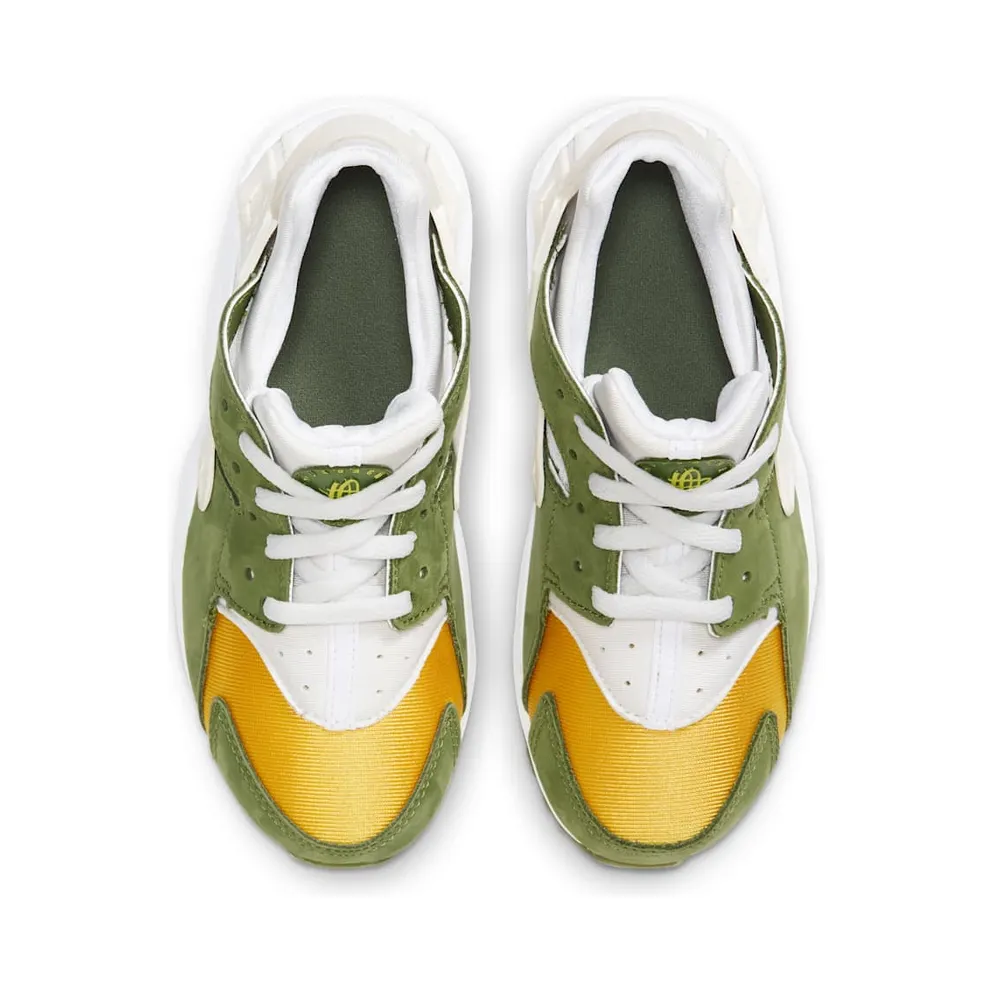 Nike Air Huarache Stussy Dark Olive (2021) (PS) “Dark Olive / White / Pale Ivory / Varsity Maize” (DH3324-300)