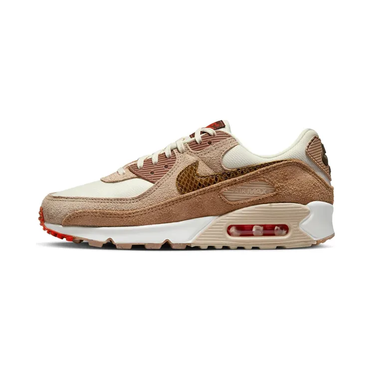 Nike AIR MAX 90 Pale Ivory Snakeskin Swoosh “Pale Ivory / Summit White / Oatmeal / Picante Red” (DX9502-100)