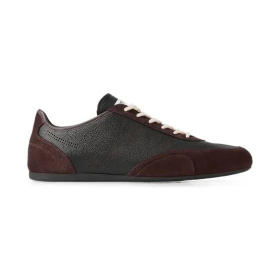 Jimmy Choo Sunny M black and chocolate leather-mix and perforated-leather low-top “Black” (SUNNYMEVL014206)
