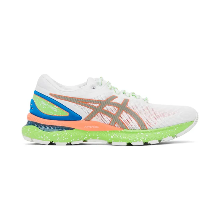 Asics White and Green Gel-Nimbus 22 Lite-Show Sneakers (1011A890)