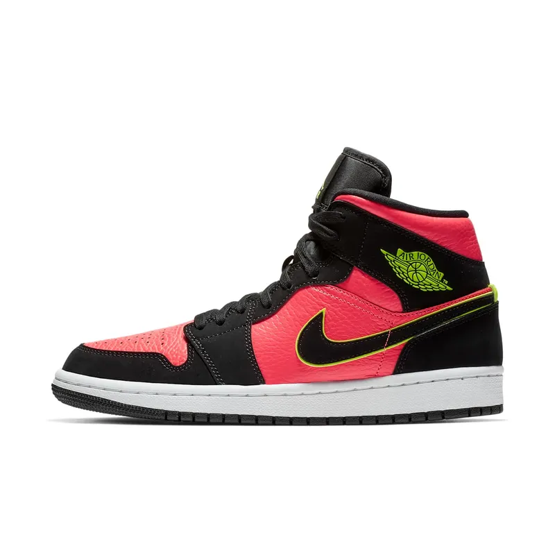 Jordan 1 Mid Black Hot Punch (W) Black/Volt-Hot Punch-White (BQ6472-006)