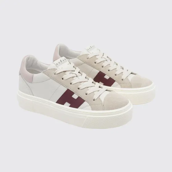 Hogan Crosswind Platform Sneakers in Smooth and Suede Calfskin White (HXW7050GB00UHC0R2C)