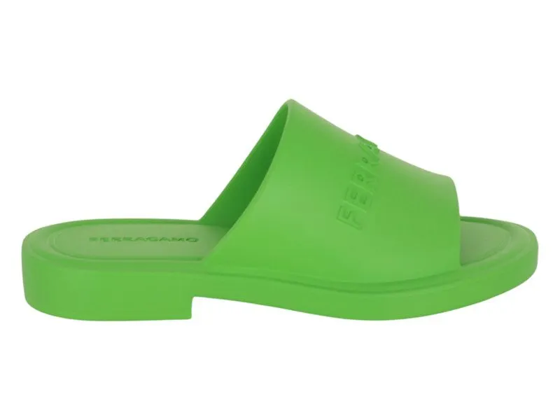 Ferragamo Giuneva Logo Embossed Slides Green (021678-763220-M)