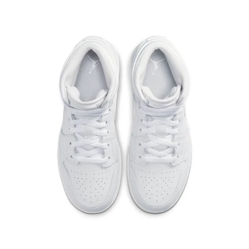Nike Jordan 1 Mid Triple White (GS) White/White/White (554725-130)