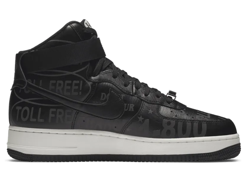 Nike Air Force 1 High ’07 Premium Toll Free – “Black / Black / Sail / Vast Grey” (CU1414-001)