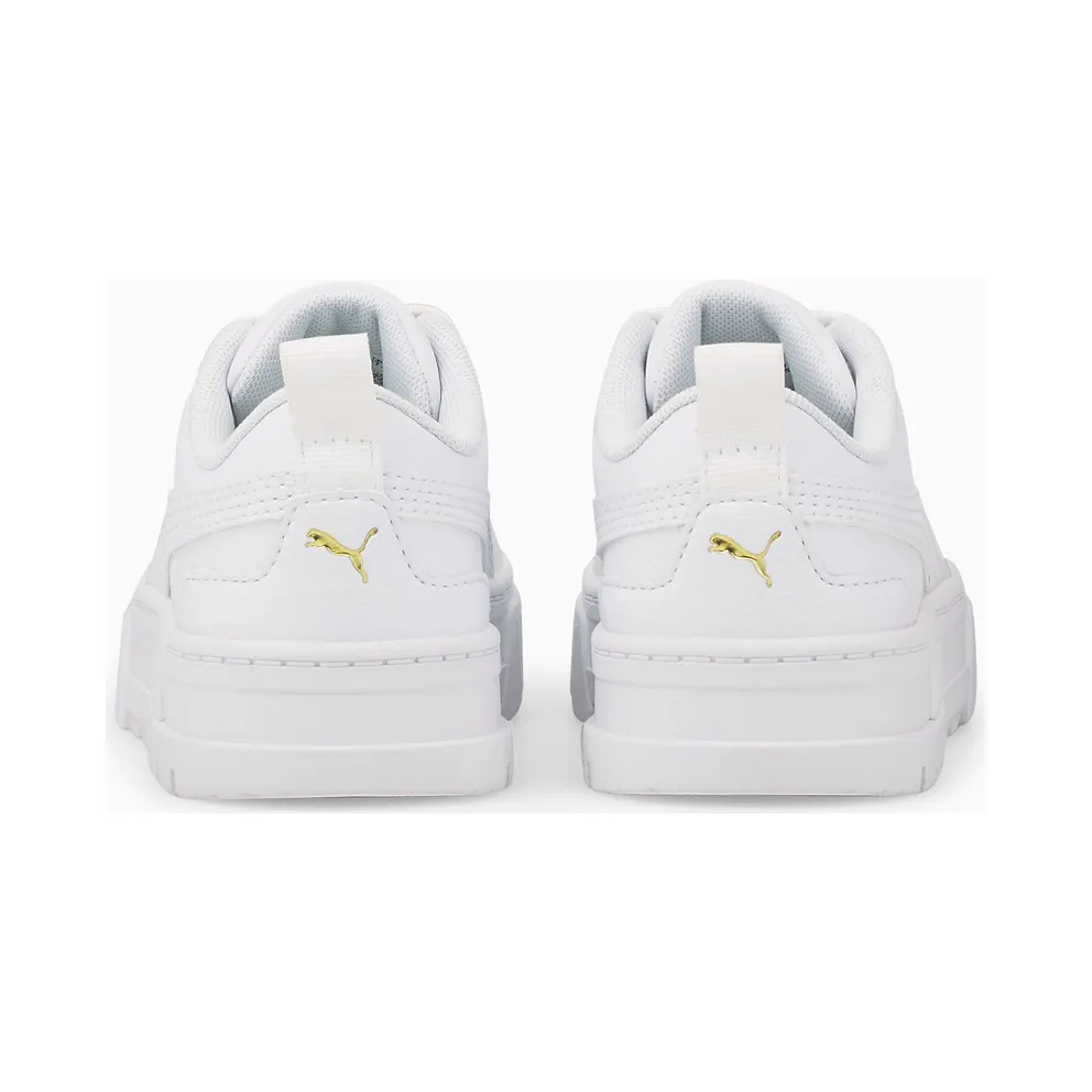 PUMA Mayze Leather Kids’ White/Gold (384528-01)