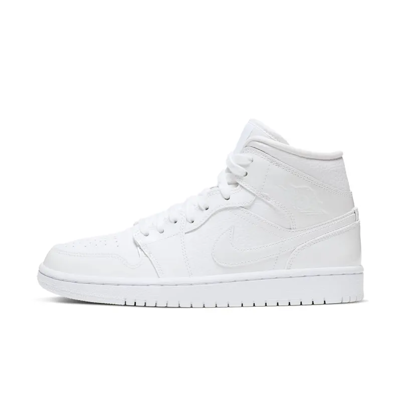 Jordan 1 Mid Triple White Patent Swoosh (W) White/White-White (BQ6472-100)