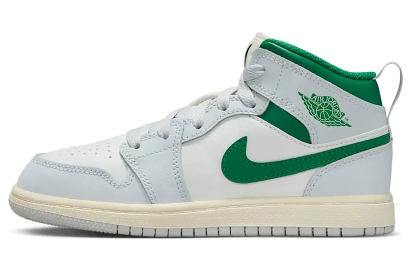 Jordan 1 Mid Summit White Pure Platinum Sail Pine Green (DQ8424-142)